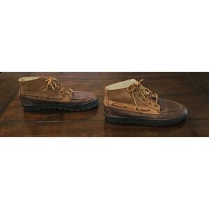 Polo Ralph Lauren Delmont Leather Boat Ankle Boots Shoes 13D‎ Lace Up Brown